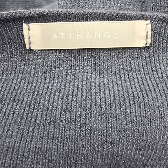 Attrangs Womans size One size Long Sleeve Midi Sweater Dress V-Neck Blue Gray - Picture 6 of 7